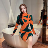 Women Maxi Dress Autumn and Winter Turtleneck Knitted Dress