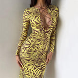 Women Dresses Winter Hollow out Long Sleeve Slim Fit Dress