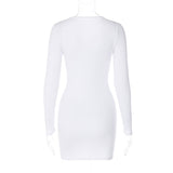 Women Dresses Autumn Winter Sexy V-neck Slim-Fit Long Sleeve Sheath Dress