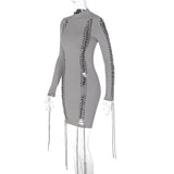 Women Dresses Spring Sexy Hollow out Long Sleeve Narrow Dress