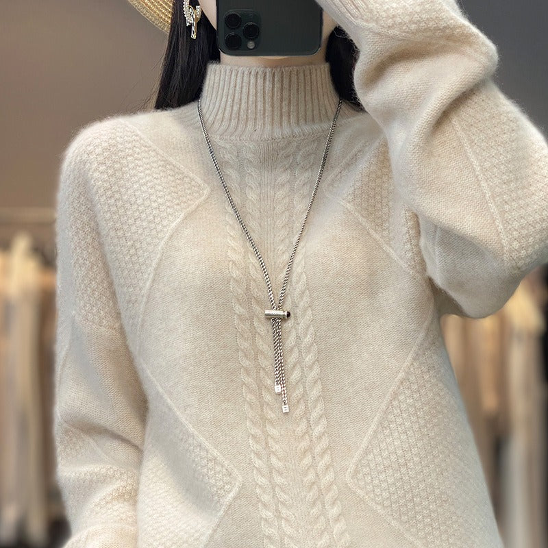 Women Knitwear Autumn and Winter Half-High Collar Knitwear Loose Sweater