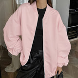 Women Trench Coat Autumn and Winter Satin Coat Pink Girl Loose