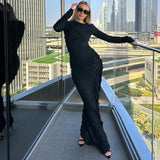 Women Dresses Fall Slim Fit round-Neck Long-Sleeved Dress