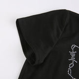 Women T-shirt Vintage Butterfly Rhinestone Knitted Slim round Neck T-shirt