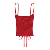 Women Tops Spring Slim-Fitting Suspenders Vest Sexy Backless Bow Top