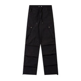 Men Sweatpants Mechanical Style Pleated Workwear Casual Pants Baggy Pants Straight-Leg Trousers