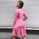 Women Dress Autumn and Winter Long Sleeve Sexy Cutout Dress
