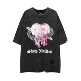 Men T Shirt Vintage Cross Washed and Worn Short Sleeve T-shirt