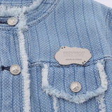 Women Jacket Striped Short Style Coat Autumn Leisure Loose Button Cardigan Top