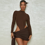 Women Co-Ord Set Sexy Long Sleeve Body-Hugging Suit Skirt Outfit