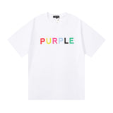 Purple Brand T Shirts Spring/Summer Color Printed Hip Hop Men's and Women's Casual Short-Sleeved T-shirt