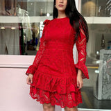 Women Dresses Spring Lace Embroidery Dress (Qymy0409)