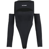 Women Jumpsuit Sexy Casual Top Long Sleeve off-the-Shoulder Printed Hollow-out Jumpsuit