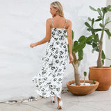 Women Date Dress Summer Sexy Suspender Dress Irregular Pattern Print Dress