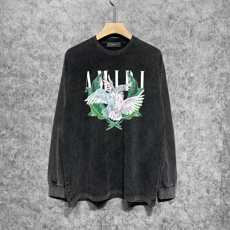 Amiri Long-Sleeve Shirt Vintage Washed and Worn Vintage Long Sleeve T-shirt