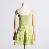 Women Dresses Summer Strap Lace Embroidery Hollow Dress (Qymy0409)