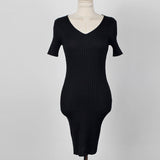 Women Dresses V-neck Short Sleeve Dress
