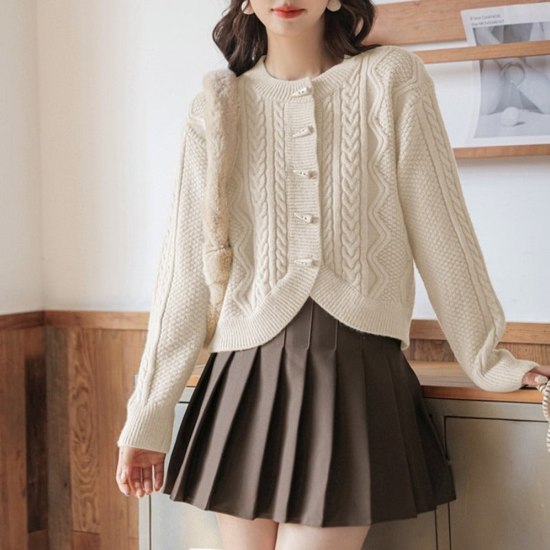 Women Knitwear Autumn Winter Retro Sweater Loose Knitted Cardigan