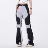 Men Sweatpants Stitching Contrast Color Casual Wide Leg Trousers Loose Flared Pants Sports Pants