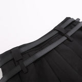 Women Skirt Double Belt Pleated Skirt Women's Summer Short Skirt