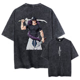 Men Streetwear Washed Acid Oversized T Shirt Japanese