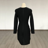 Women Evening Dress Autumn Dress Long Sleeve Sexy Gauzy Gown Bandage One-Piece Dress