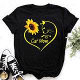 Maycaur Women's T-shirt Casual Kawaii Sunflower Butterfly