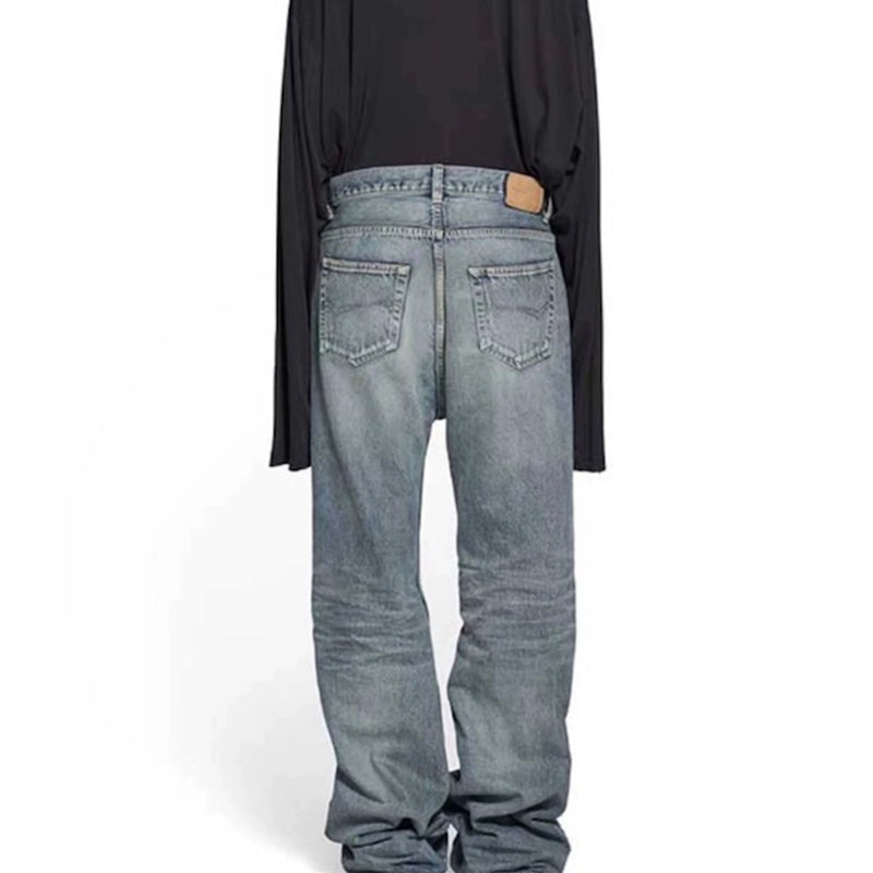 MIJKO Men's Vintage Pants MIJKO Men's Women's Spring and Summer Wash Water-polished White Trousers Pull Jeans