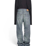MIJKO Men's Vintage Pants MIJKO Men's Women's Spring and Summer Wash Water-polished White Trousers Pull Jeans