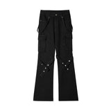 Men Jeans Washed Vintage Bandage Loose Casual Trousers