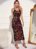 Women Evening Gown Sexy Sling Vintage Party Sequins Dress