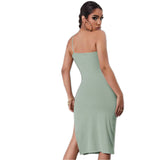 Women Dress Summer Sexy Split Sling Hip Knitwear Dress