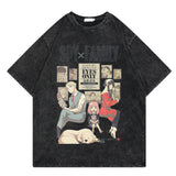 Washed retro T-shirt printed graphic casual cotton summer short sleeves