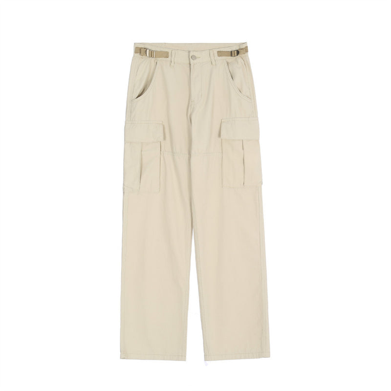 Men Sweatpants Workwear Casual Pants Men's Functional Loose Wide Leg Solid Color Multi-Pocket Straight-Leg Trousers