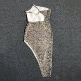 Women Evening Dress Leopard Print Dress Bandage One-Piece Dress Dress
