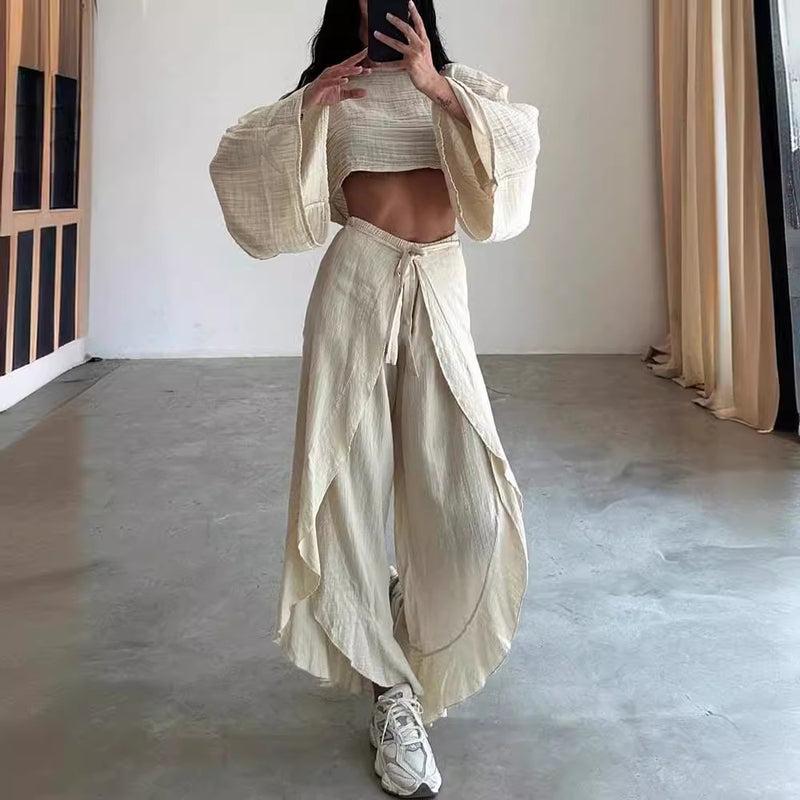 Women Dresses Loose Top Trousers Two-Piece Suit (Jrm0409)