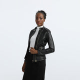 Red Leather Jacket Autumn and Winter Leather Women's PU Leather Jacket