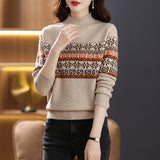 Women Knitted Pullover Turtleneck Sweater Women's Red Short Knitted Top