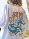 Surf Up Take It Easy Printed Tshirt Women Hip Hop Summer Top