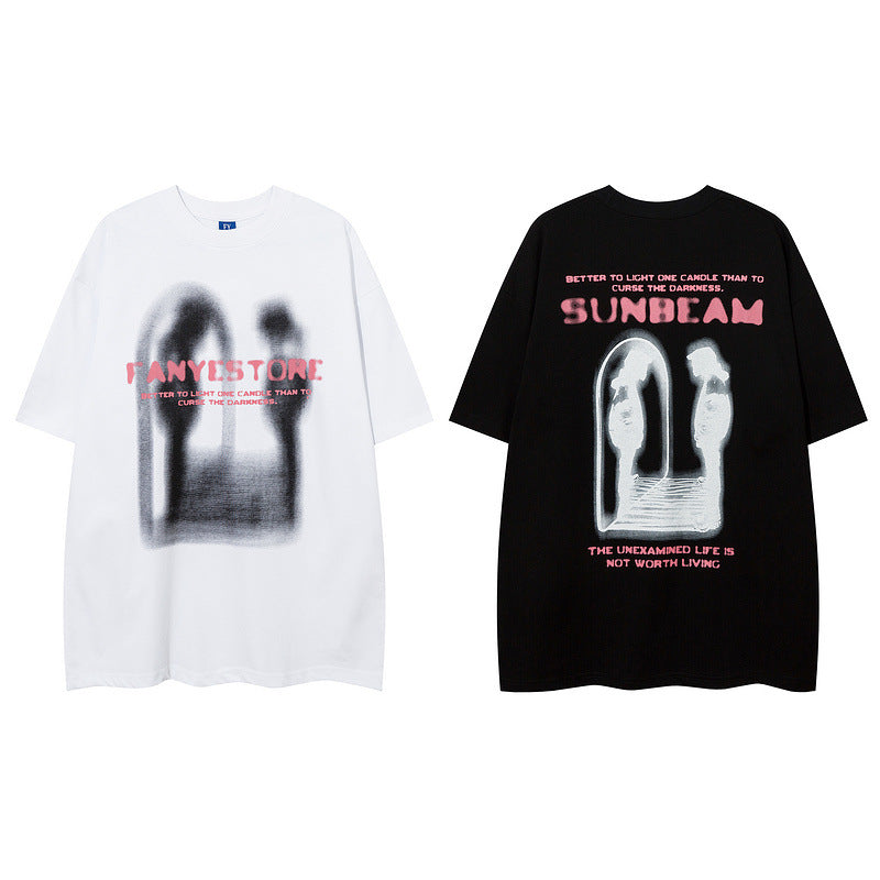 Men T Shirt Graffiti Men's Couple Short-Sleeved T-shirt Men's and Women's Oversize