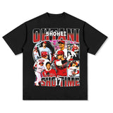 Mens Vintage baseball T-Shirt Vintage Shohei Ohtani Printed Short Sleeve T-Shirt Washed Crew Neck