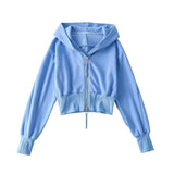 Women Jacket Double Zipper Patchwork Hoodie Women's Cardigan Jacket