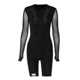 Women Jumpsuit Spring Sexy Mesh Zipper Jumpsuit