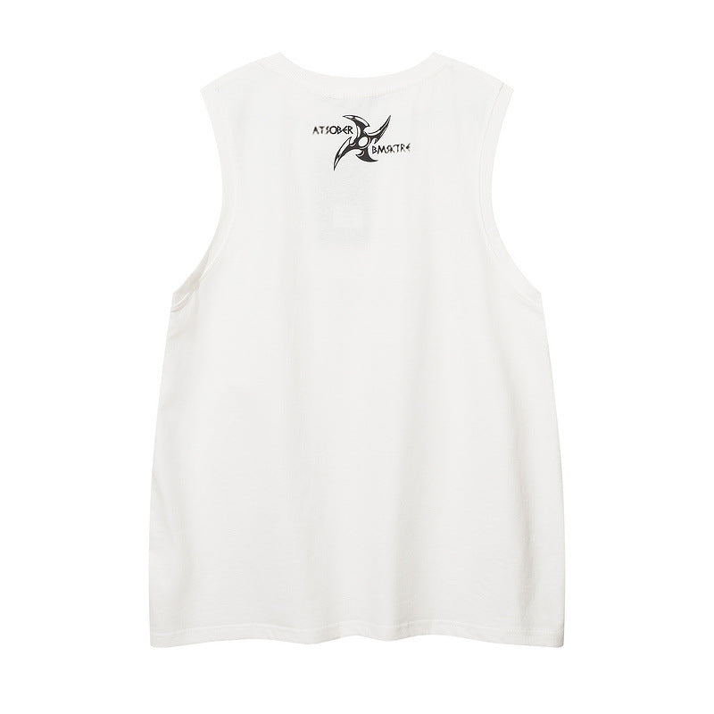 Men Vest Summer Letter Print Sleeveless T-shirt Men's and Women's Oversize Vest