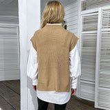 Women Knitted Sweater Autumn Solid Color Twist Knitted Vest