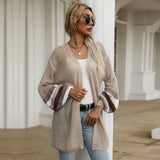 Women Knitted Sweater Autumn Knitted Loose Multicolor Hollow Mesh Breathable Sweater Coat