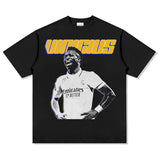 Mens Vintage Football T-Shirt Vintage Vini Jr Vinícius Printed Short Sleeve T-Shirt Washed