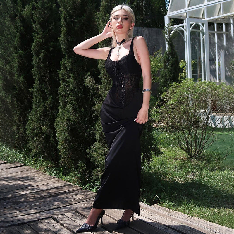 Women Dresses Summer Sexy Long Skirt Slim Vest Lace Dress (Csm202403)