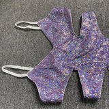 Women Evening Dress Hollow Backless Sexy Suspenders Grid Sequins Split Dress