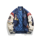Unisex Winter Cotton Coat Retro Patchwork Three-Dimensional Printed Baseball Uniform Cotton-Padded Coat